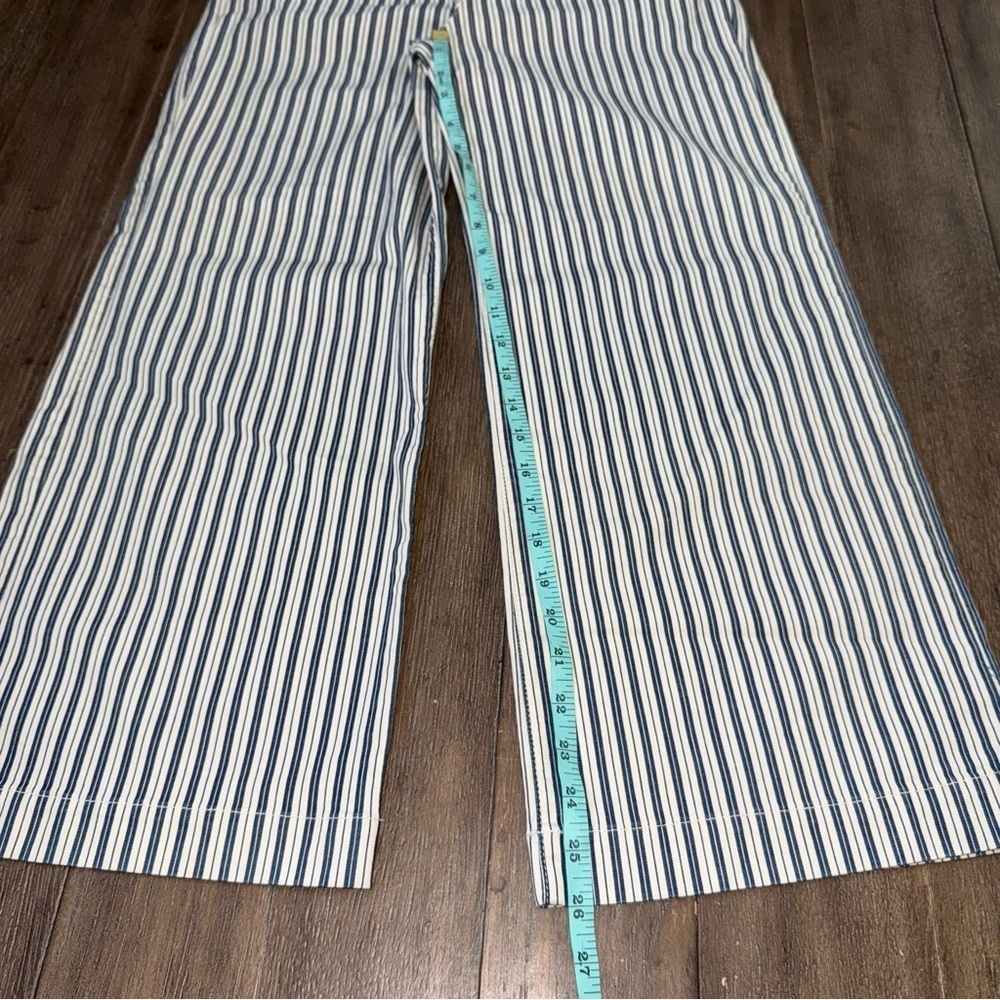 AG The High Rise Wide Leg Crop Stripped Trouser Pant Blue White - Picture 8 of 10